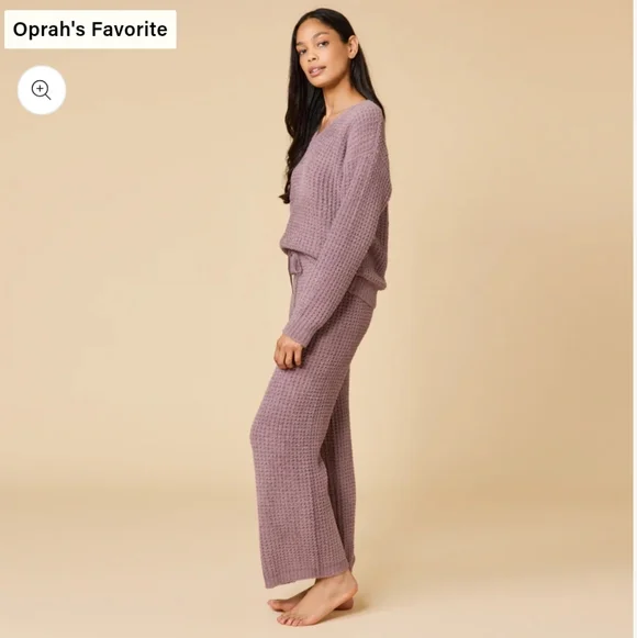 Softies Waffle Marshmallow V-Neck Luxe Lounge Set - Picture 2 of 5